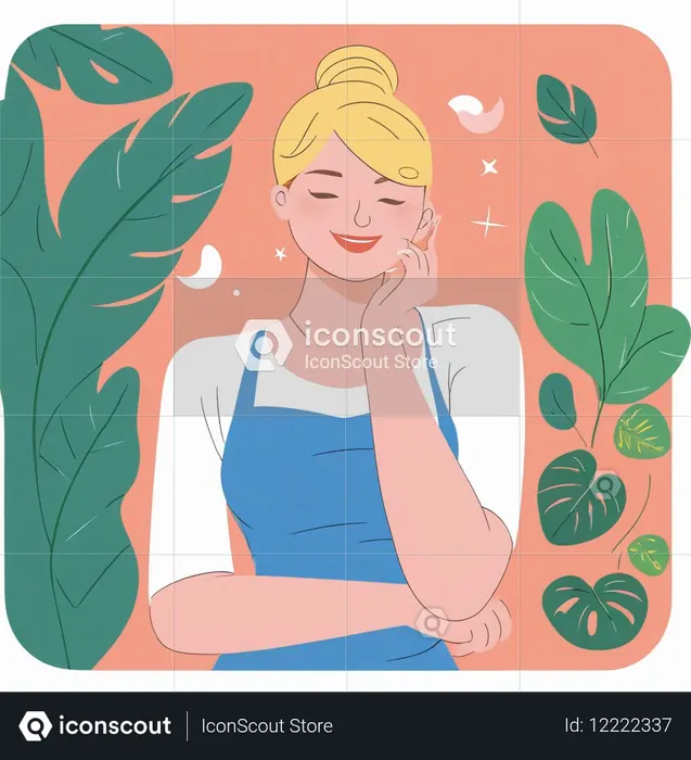 Smiling Woman With Plants  AI Image