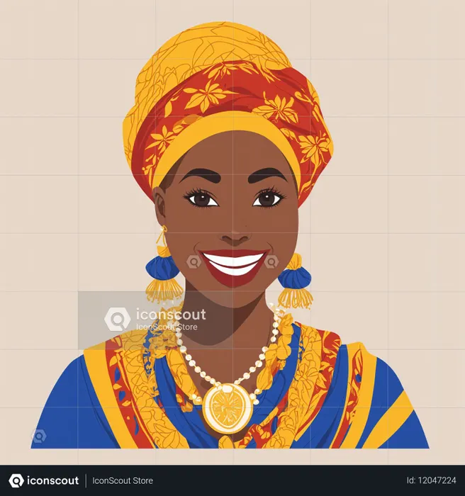 Smiling Woman With Traditional Attire  AI Image