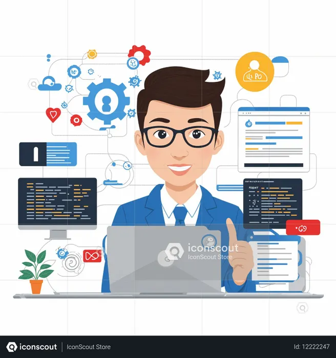 Software Developer Working On A Laptop  AI Image