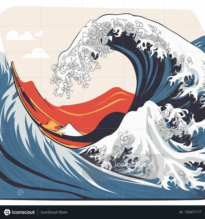 Stylized Giant Wave  AI Image