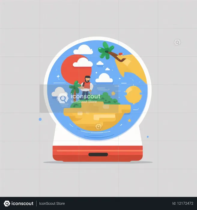 초현실적인 떠다니는 섬 지구본  AI 이미지