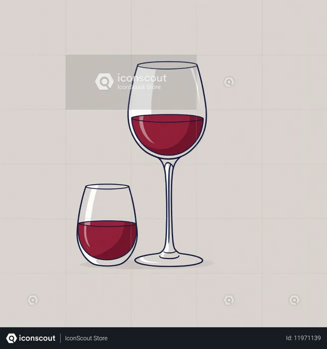 Two Wine Glasses With Red Wine  AI Image