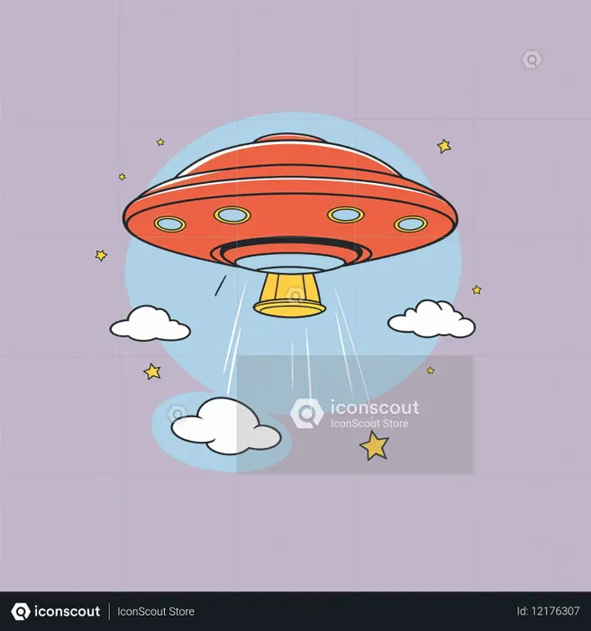 UFO In A Whimsical Sky Scene  AI Image