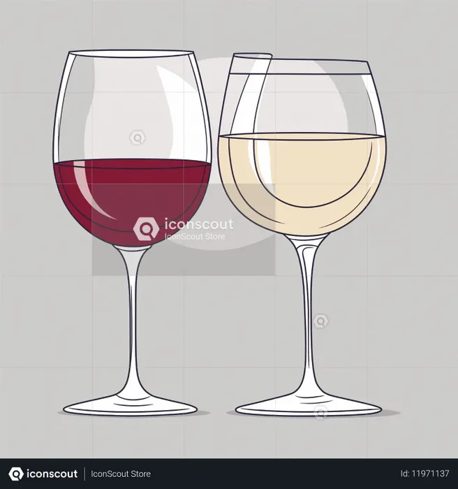 Verres à vin rouge et blanc  Image IA