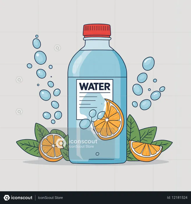 Water Bottle With Citrus And Mint  AI Image