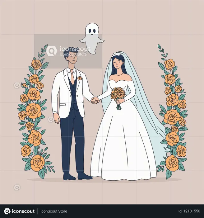 Wedding Couple And Ghost  AI Image