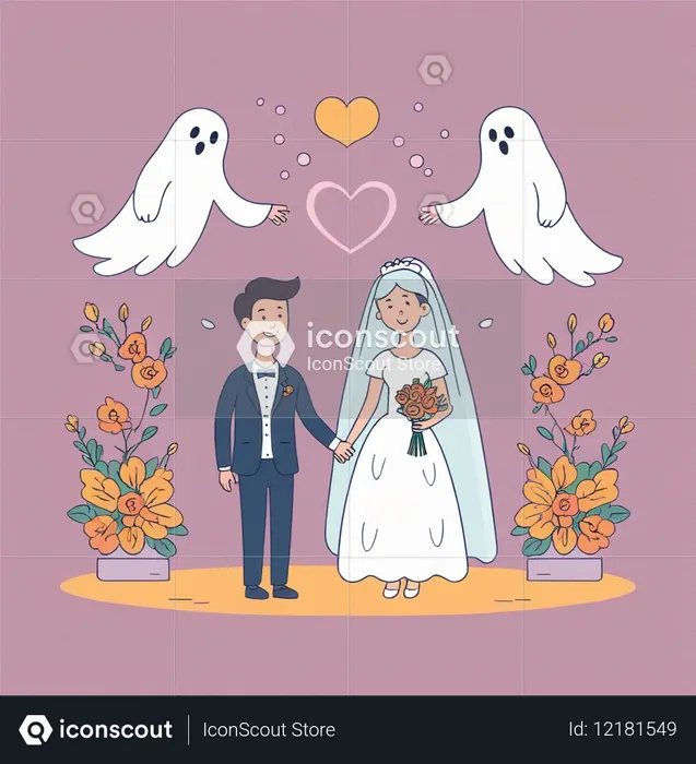 Wedding Scene With Ghosts  AI Image