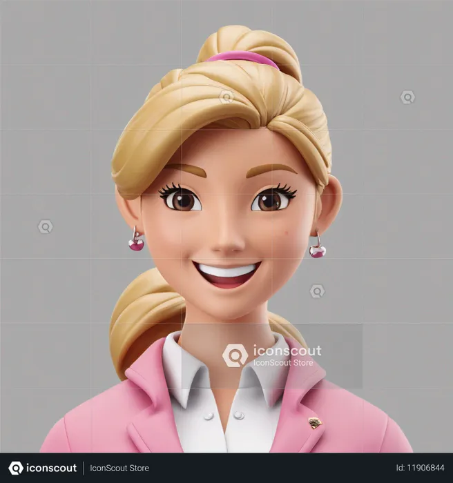 Woman Character With A Bright Smile And Pink Outfit  AI Image