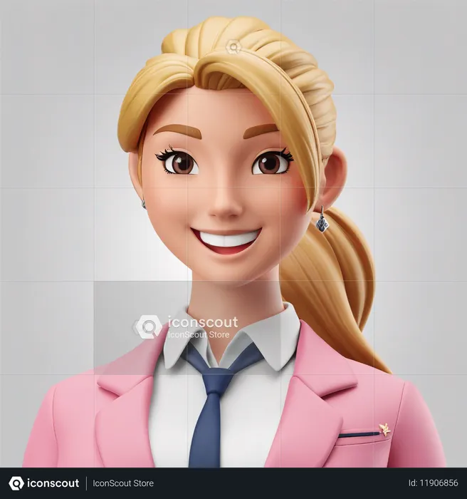 Woman Character With A Smile Wearing Business Attire  AI Image