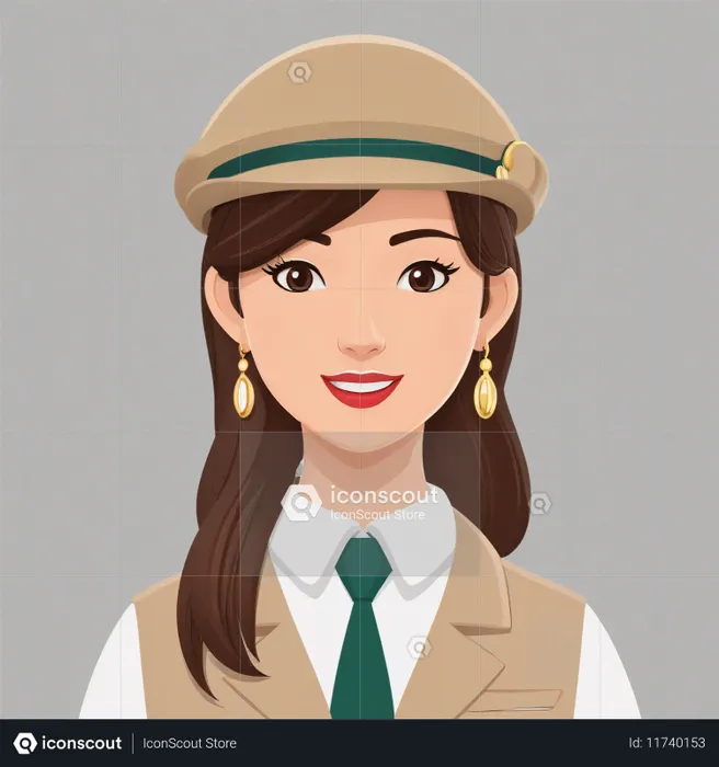 Woman In Stylish Attire With A Hat  AI Image