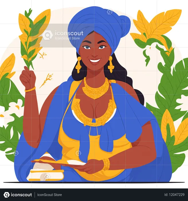 Woman In Traditional Attire Holding A Book  AI Image