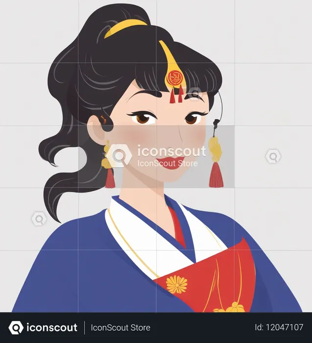 Woman In Traditional Kimono Dress with fashion accesssories  AI Image