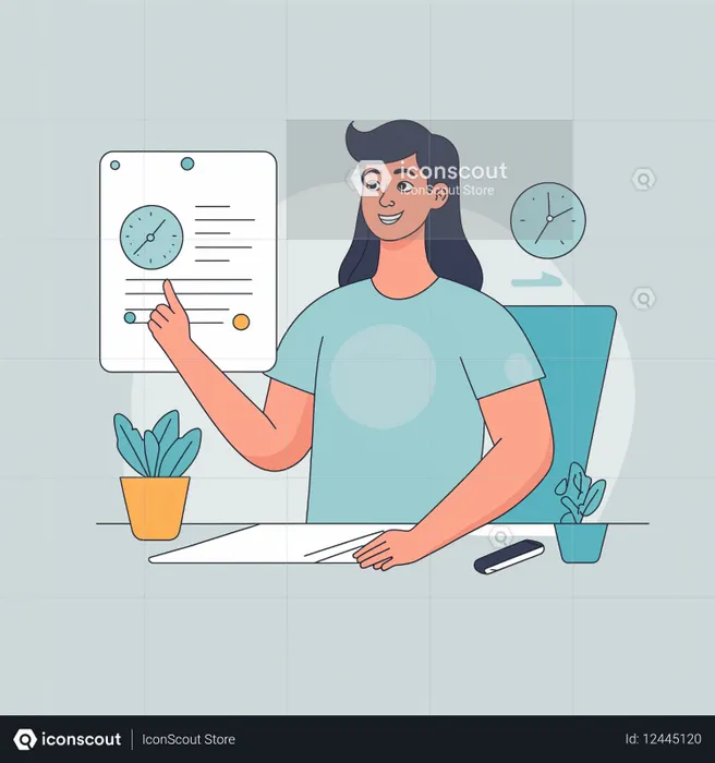 Woman Presenting Information At A Desk  AI Image