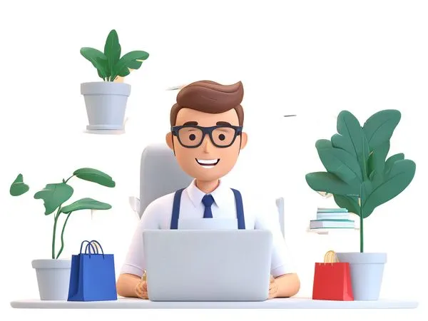 A Businessman At His Desk With Various Elements  AI Image