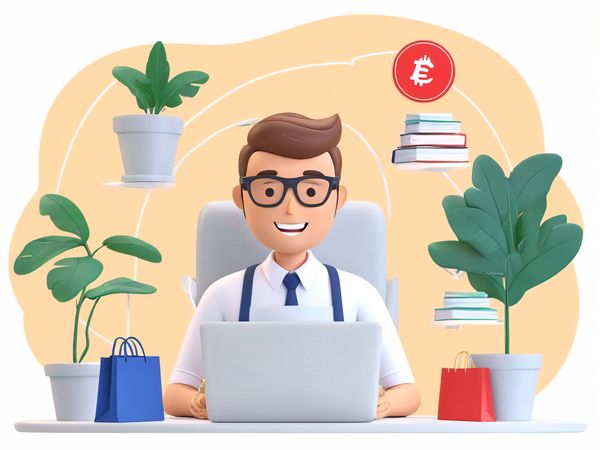 A Businessman At His Desk With Various Elements  AI Image