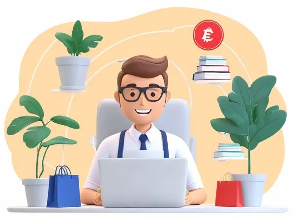 A Businessman At His Desk With Various Elements  AI Image