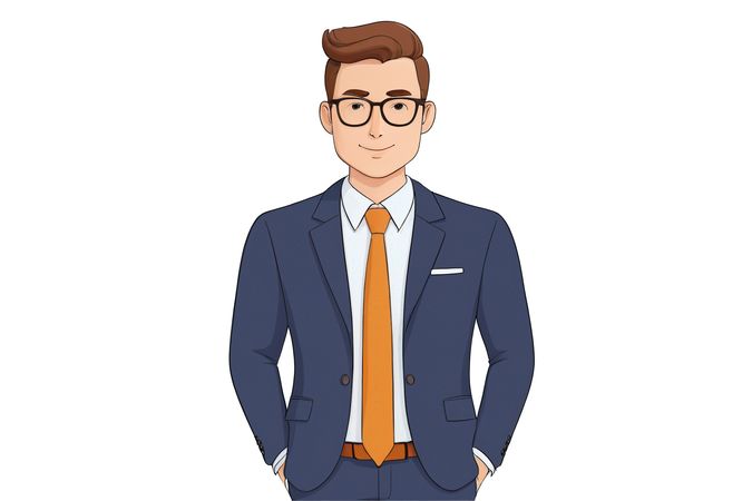 A Businessman In A Suit With Glasses  AI Image