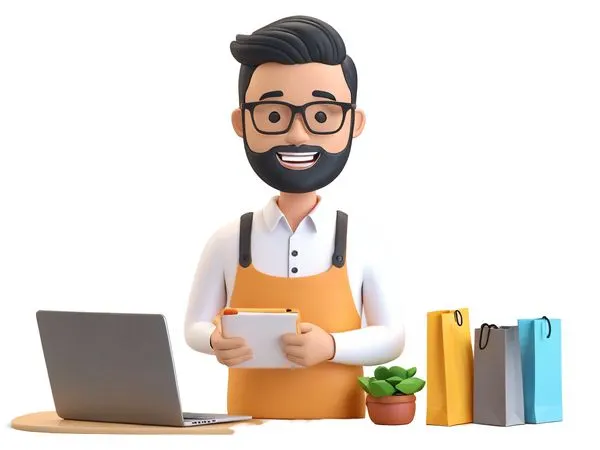 A Businessman With A Laptop And Shopping Bags  AI Image