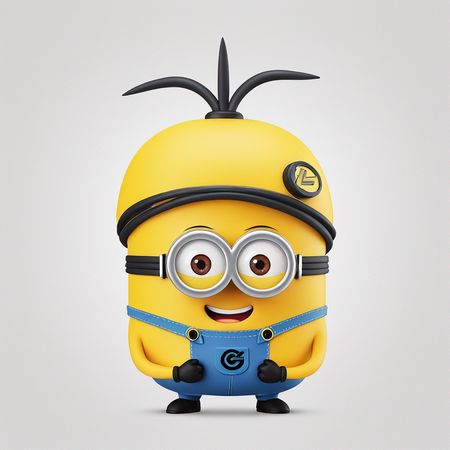A Cheerful Minion In Blue Overalls  AI Image