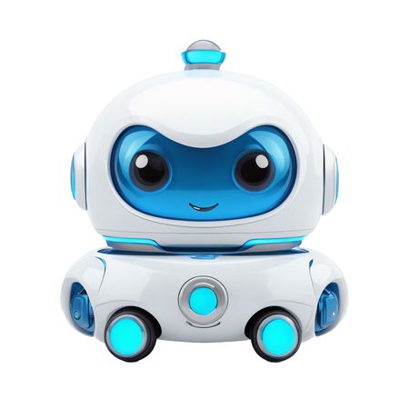 A Cute Futuristic Robot With Blue Accents  AI Image