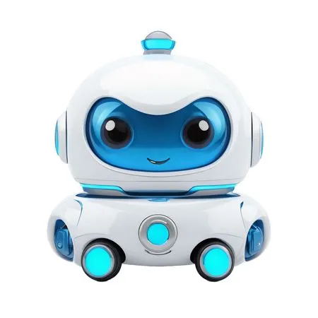 A Cute Futuristic Robot With Blue Accents  AI Image