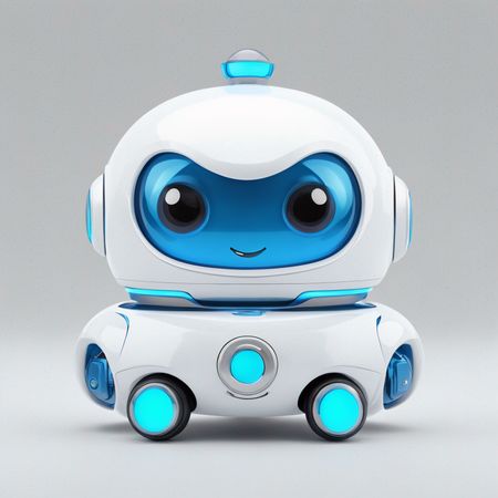 A Cute Futuristic Robot With Blue Accents  AI Image