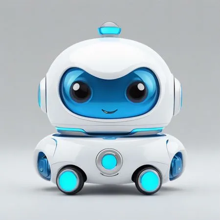 A Cute Futuristic Robot With Blue Accents  AI Image