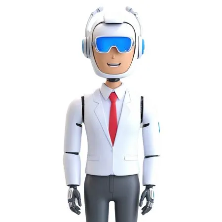 A Futuristic Humanoid Robot Wearing A Suit  AI Image