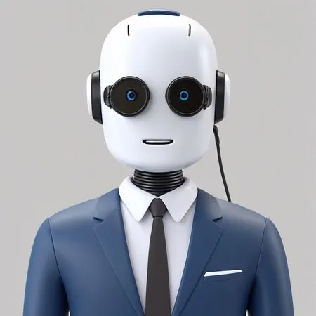 A Humanoid Robot In A Business Suit With Headphones  AI Image