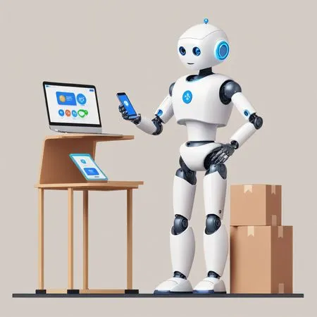 A Humanoid Robot Using Various Digital Devices  AI Image