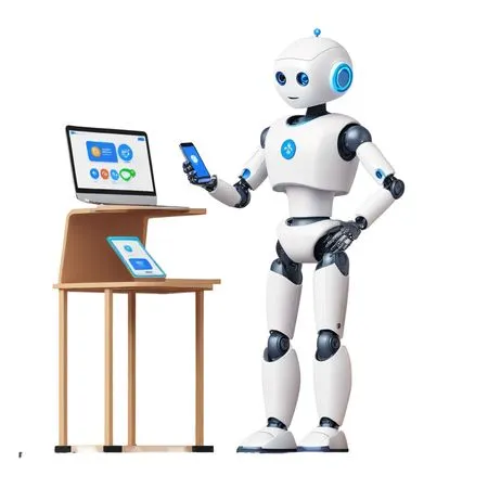 A Humanoid Robot Using Various Digital Devices  AI Image