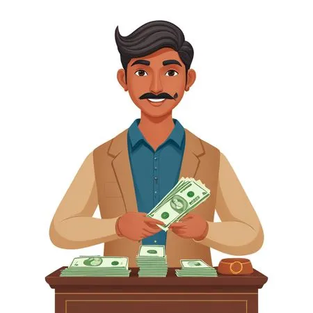 A Man Counting Money  AI Image