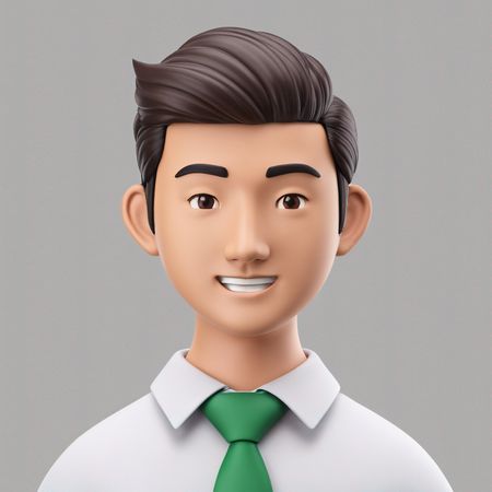 A Smiling Male Character In Business Attire  AI Image
