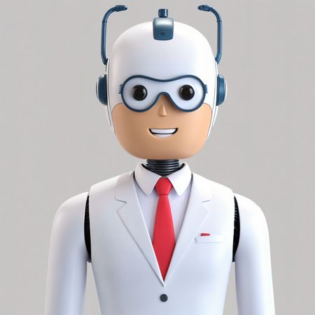 A Smiling Robot In A Suit And Tie  AI Image