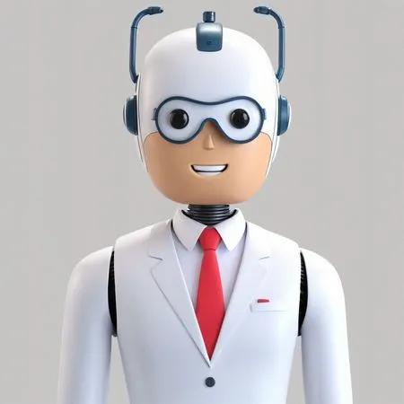 A Smiling Robot In A Suit And Tie  AI Image