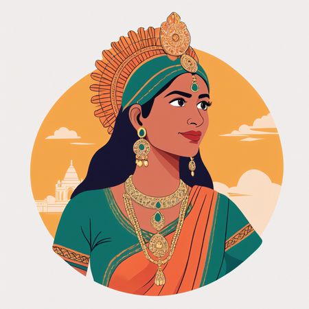 A Woman In Traditional Attire With Jewelry  AI Image