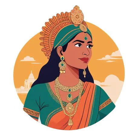 A Woman In Traditional Attire With Jewelry  AI Image