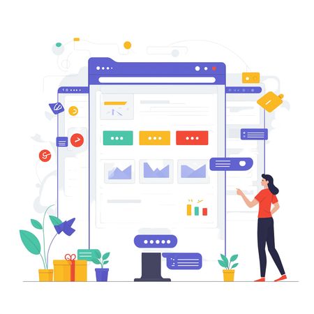 A Woman Interacting With A Web Design Interface  AI Image