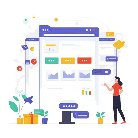 A Woman Interacting With A Web Design Interface  AI Image