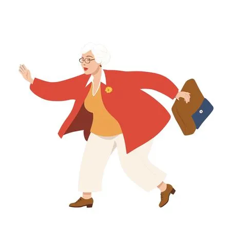 Active Senior Woman running late to work  AI Image