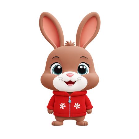 Adorable Bunny In A Red Jacket  AI Image