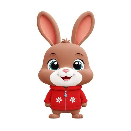 Adorable Bunny In A Red Jacket  AI Image