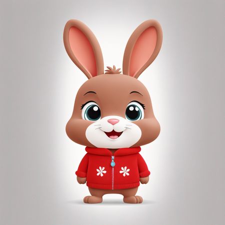 Adorable Bunny In A Red Jacket  AI Image