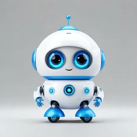 Adorable Robot With Big Eyes And Friendly Design  AI Image