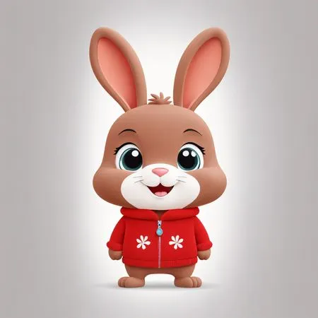 Coelhinho adorável com jaqueta vermelha  Imagem de IA