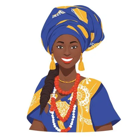 African Woman In Traditional African Attire  AI Image