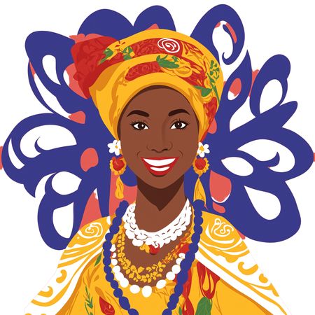 African Woman In Traditional Attire And Headwrap  AI Image
