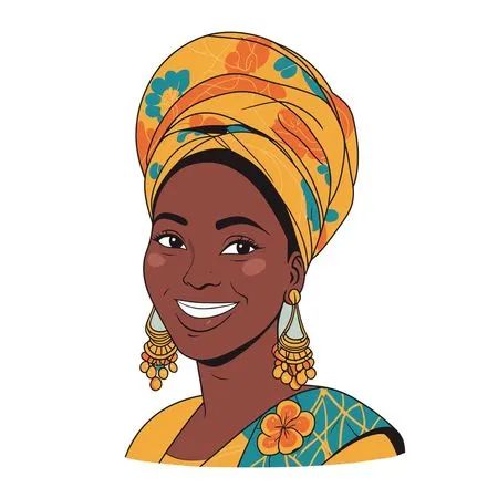 African Woman In Traditional Attire With A Headwrap  AI Image