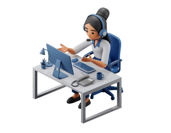 AI Agent de centre d'appels (femme) avec casque  Image IA