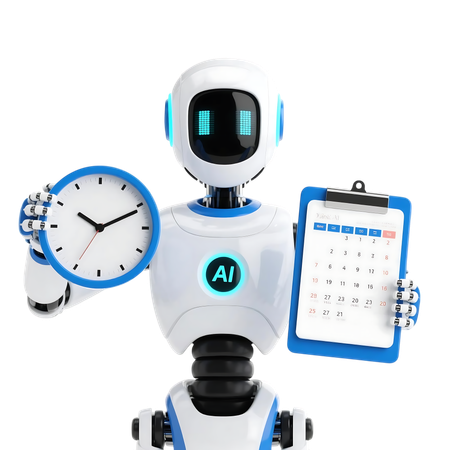 AI AI robot character doing schedule management  3D Illustration